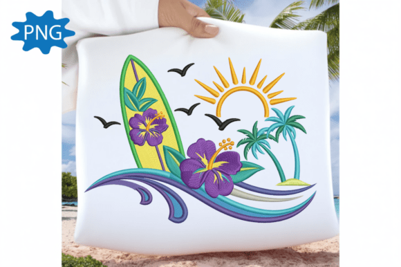 Beach Embroidery Design, Summer PNG Review