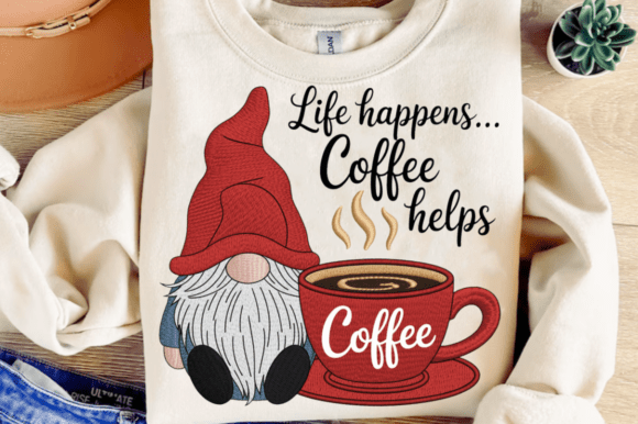 Reviewing Life Happens Coffee Gnome Embroidery for Etsy Shops