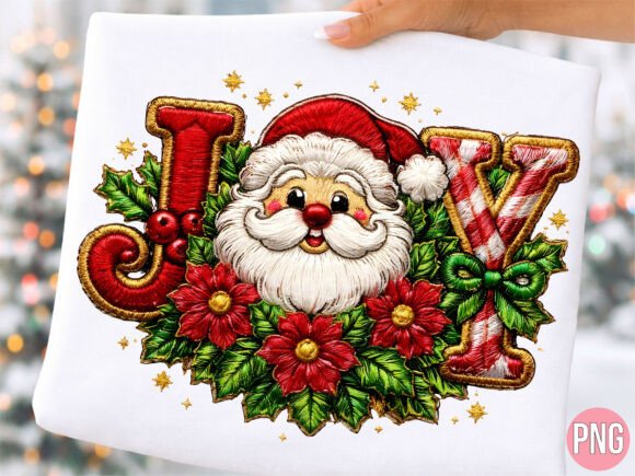 Santa Christmas Embroidery Effect PNG Review